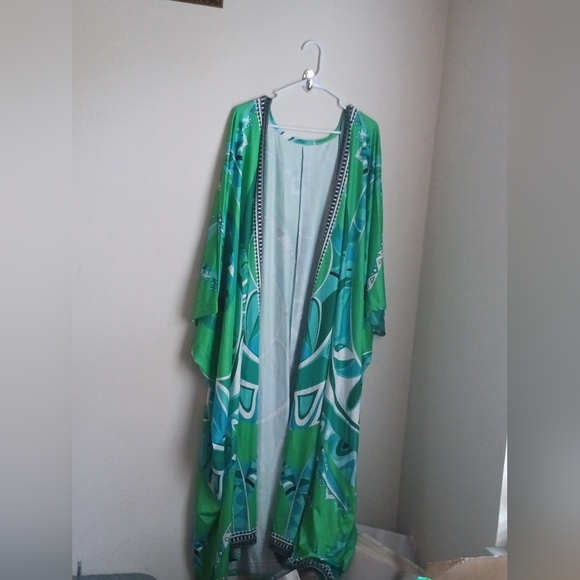 unbranded Other - Unbranded Kimono Women Os Vibrant Green and Blue Relaxing Elegant Beach Intimate